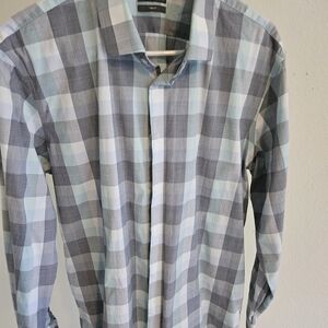 Nordstrom Blue and Gray Checkered Men's Shirt